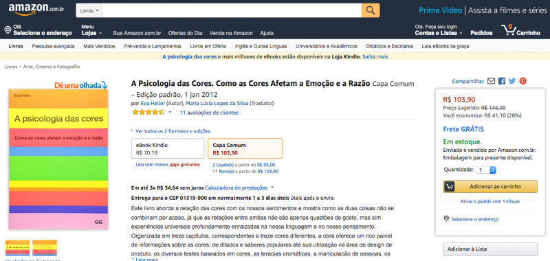 o principal botão de ação da Amazon se evidencia dos demais - adicionar ao carrinho