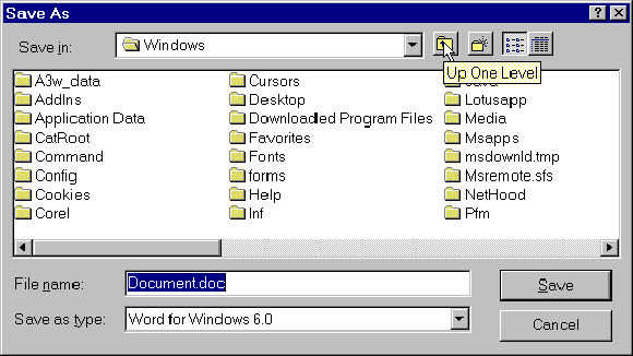 Tela de salvamento de arquivo do windows 95