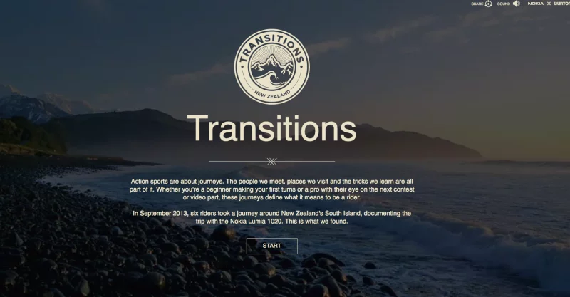 Tela inicial do site Transtitions